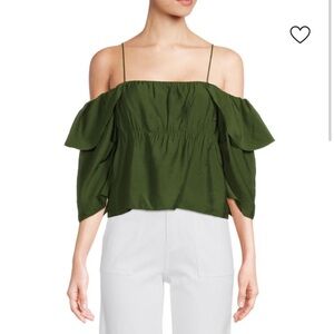 Vince Olive Off-Shoulder Blouse